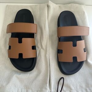Hermes Chypre Brown Slide Sandals